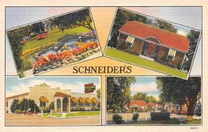 Schneider's Motor Court Motel US 20 West Lake Ohio 1940s linen postcard