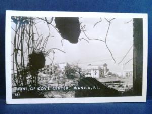 Postcard Philippines PI Grogan RPPC Manila Ruins of Government Center