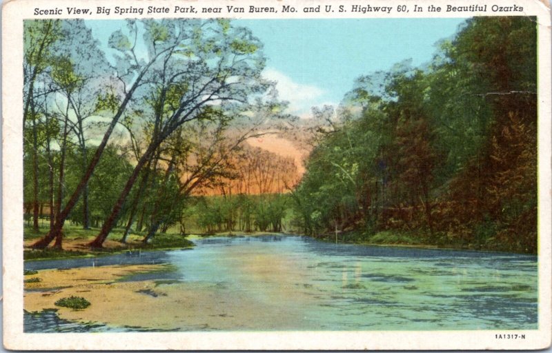 Big Spring State Park scenic view in the Ozarks Missouri postcard