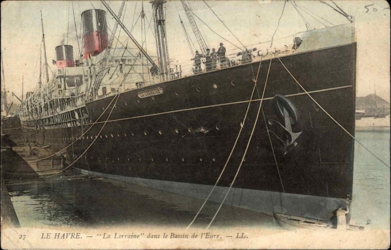 Le Havre France La Lorraine Steamer Steamship c1910 Vintage Postcard