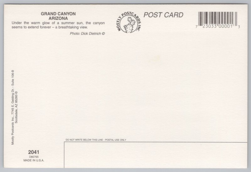 State View~Air View Grand Canyon Park At Sunset~Continental Postcard