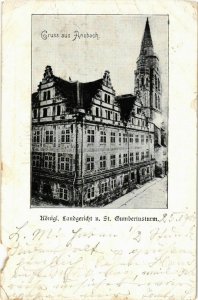 CPA AK Ansbach- Landgericht u. St. Gumbertuskirche GERMANY (945118)