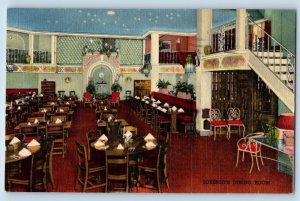 Rochester New York NY Postcard Casa Lorenzo Restaurant Interior Scene 1956 Trees