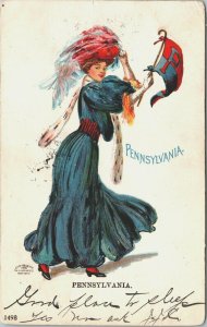 University of Pennsylvania Lady Vintage Postcard 04.15