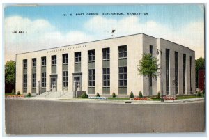 1943 US Post Office Exterior Building Hutchinson Kansas Vintage Antique Postcard