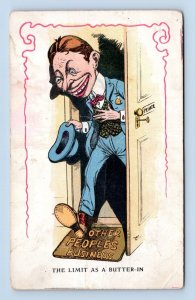 The Limit As a Butter In on Other People's Business Comic 1910 DB Postcard M4