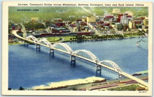 M-10329 Centennial Bridge Across Mississippi Between Davenport Iowa & Rock Is...