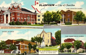 Texas Plainview City Of Churches Multi View Curteich