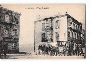 Vigo Spain Postcard 1901-1907 Stagecoach Street Scene