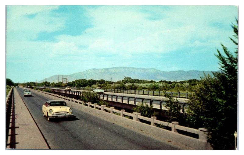 1950s/60s Route 66 Bridge over Rio Grande River, Albuquerque, NM Postcard