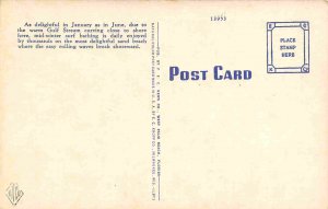 Beach Scene Palm Beach Florida 1940s linen postcard