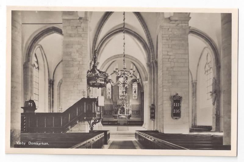 RPPC Sweden Visby Domkyrkan Church Interior Real Photo