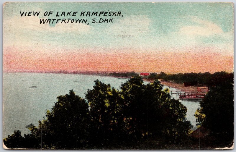 1909 View of Lake Kampeska Watertown South Dakota SD Posted Postcard