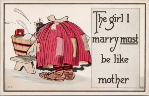 The Girl I Marry Must Be Like Mother Comic WITT Artist c1914 Postcard G69