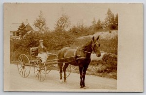 RPPC Dapper Man In Horse Drawn Buggy Real Photo Postcard S30