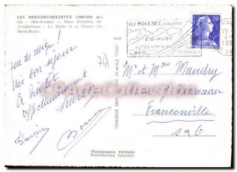 Modern Postcard Les Houches Bellevue happens station