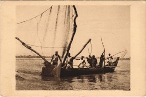 PC BARQUE DE PECHE SUR LE CHARI CHAD, TCHAD ETHNIC TYPES (a27608)