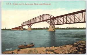 Vintage C.P.R. Bridge over St. Lawrence River near Montreal Postcard