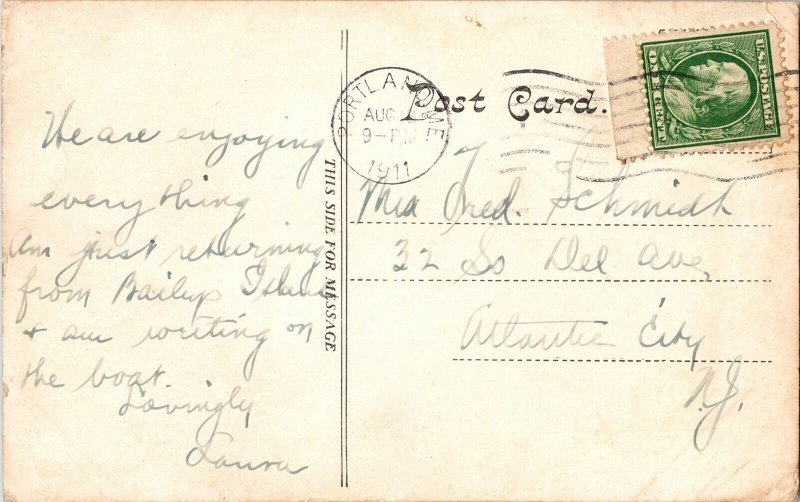 Union Station Portland Me Maine 1c Stamp WOB Note Portland Cancel c1911 Postcard 