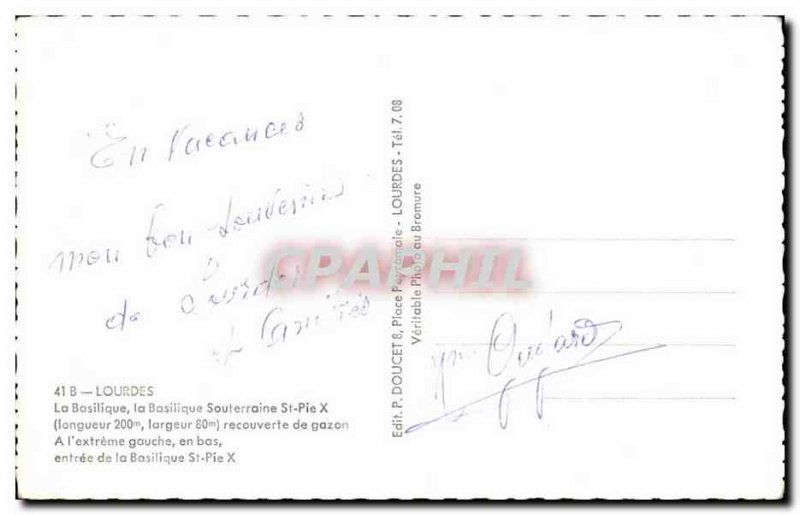 Old Postcard Lourdes Basilica the Underground