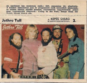 Rock & Roll Collector Card, Jethro Tull, Newspaper Premium Hungary, Communist