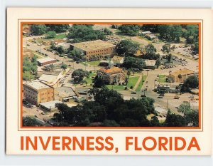 Postcard Aerial view of downtown, Inverness, Florida