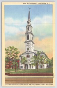 Providence RI~First Baptist Church~Clock & Bell Tower~Spire~Vintage Linen PC