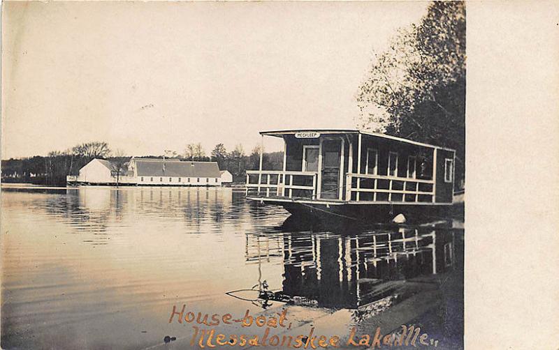 Messalonskee Lake ME HouseBoat RP Postcard