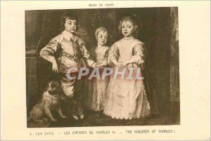 Old Postcard The Children of Charles 1st Louvre Museum