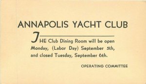 Maryland Annapolis Club Dining Room 1949 undivided Postcard 22-