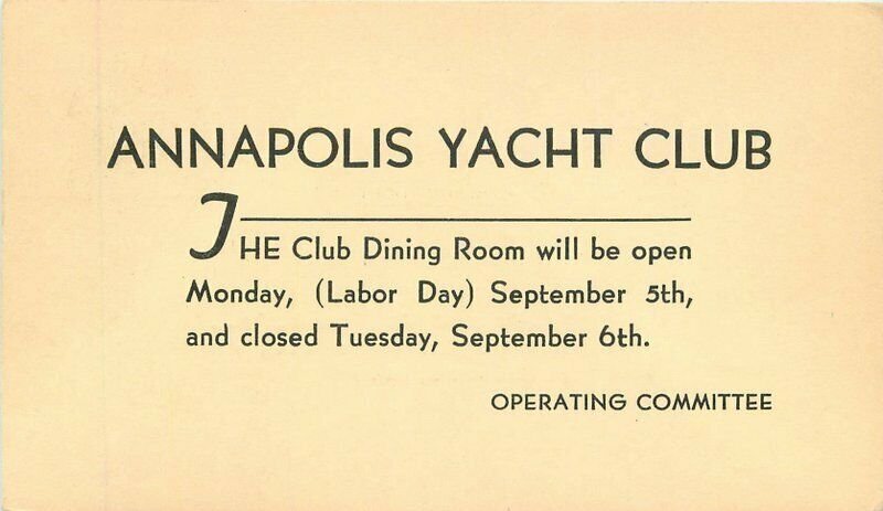 Maryland Annapolis Club Dining Room 1949 undivided Postcard 22-