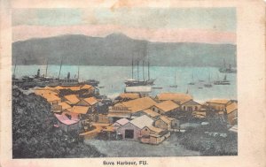 SUVA HARBOUR FIJI SHIPS POSTCARD (c. 1910)