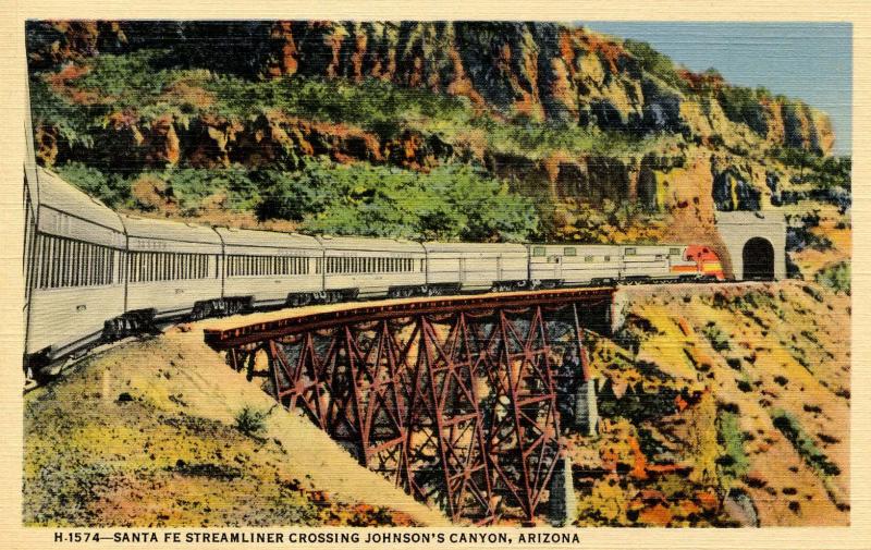 AZ - Johnson's Canyon. Santa Fe Streamliner Train (Fred Harvey)