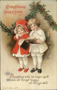 Christmas - Ellen Clapsaddle Chil;dren Carol Song Book c1910 Postcard