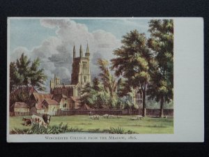 Hampshire WINCHESTER COLLEGE FROM THE MEADOW 1816 Old Postcard