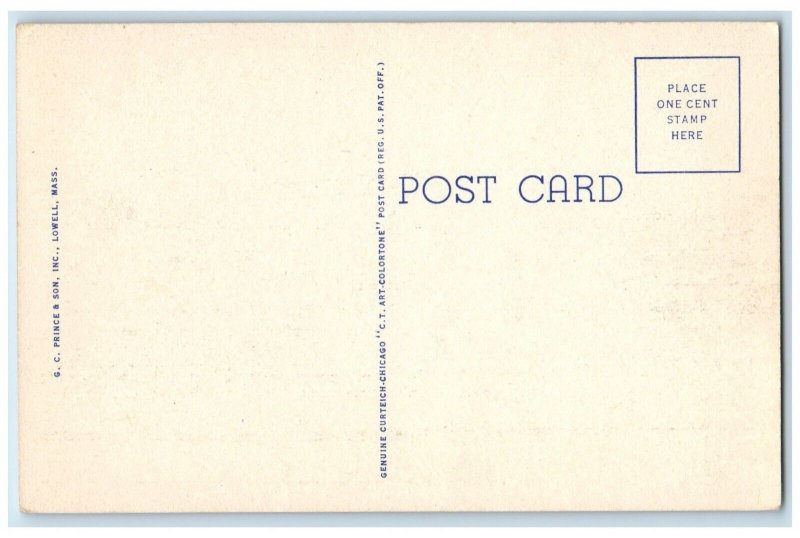 c1930's Post Office Building Cars Lowell Massachusetts MA Vintage Postcard