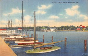 Dunedin Florida birds eye view docked boats Yacht Basin linen antique pc BB2335