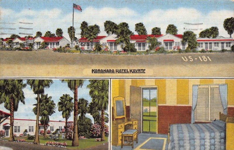 CORPUS CHRISTI-SAN ANTONIO-JOPLIN TEXAS TX~KORONADO HOTEL KOURTZ-1950 POSTCARD