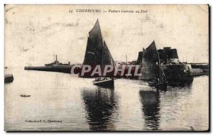 Old Postcard Cherbourg Sailing returning to port