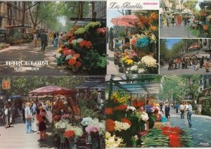 Barcelona Flower Street Market Stalls 4x Spanish Postcard s