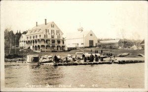 Deer Island Maine ME Capens Docks & Caf� c1930 Real Photo Postcard