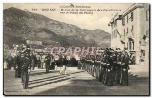 Monaco Old Postcard Review the company of carabinieri on Palace Square