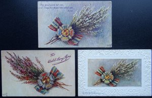 Scotland 3 x A SPRIG O HEATHER c1907 by Postcard Raphael Tuck