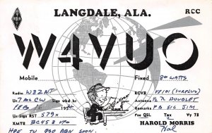 Langdale Alabama W4VUO, Harold Morris, QSL Two Way Radio Card Vintage PC U9444