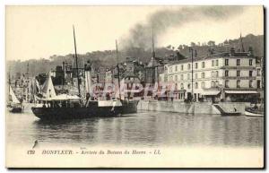 Old Postcard Honfleur Arrival of Boat Harbor