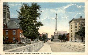 Dayton Ohio North Main St Soldiers Monument c1900-20s Vintage Postcard