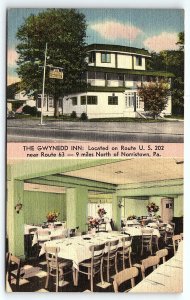 1940s NORRISTOWN PA THE GWYNEDD INN US 202 RESTAURANT LINEN POSTCARD P3955