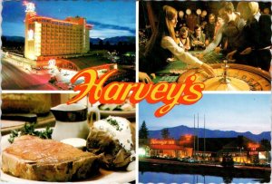 Lake Tahoe~Stateline, NV Nevada HARVEY'S HOTEL & CASINO Lobby/Rooms 4X6 Postcard