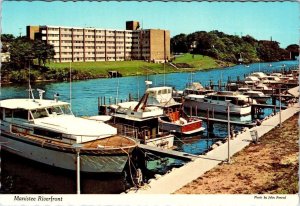 Manistee, MI Michigan  RIVERFRONT  Boat Docks & Marina  ca1970's 4X6 Postcard