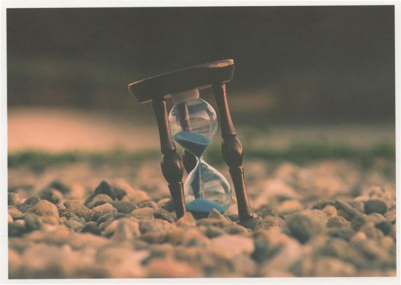 Sand Hourglass Clock Sinking Stunning German Time Postcard